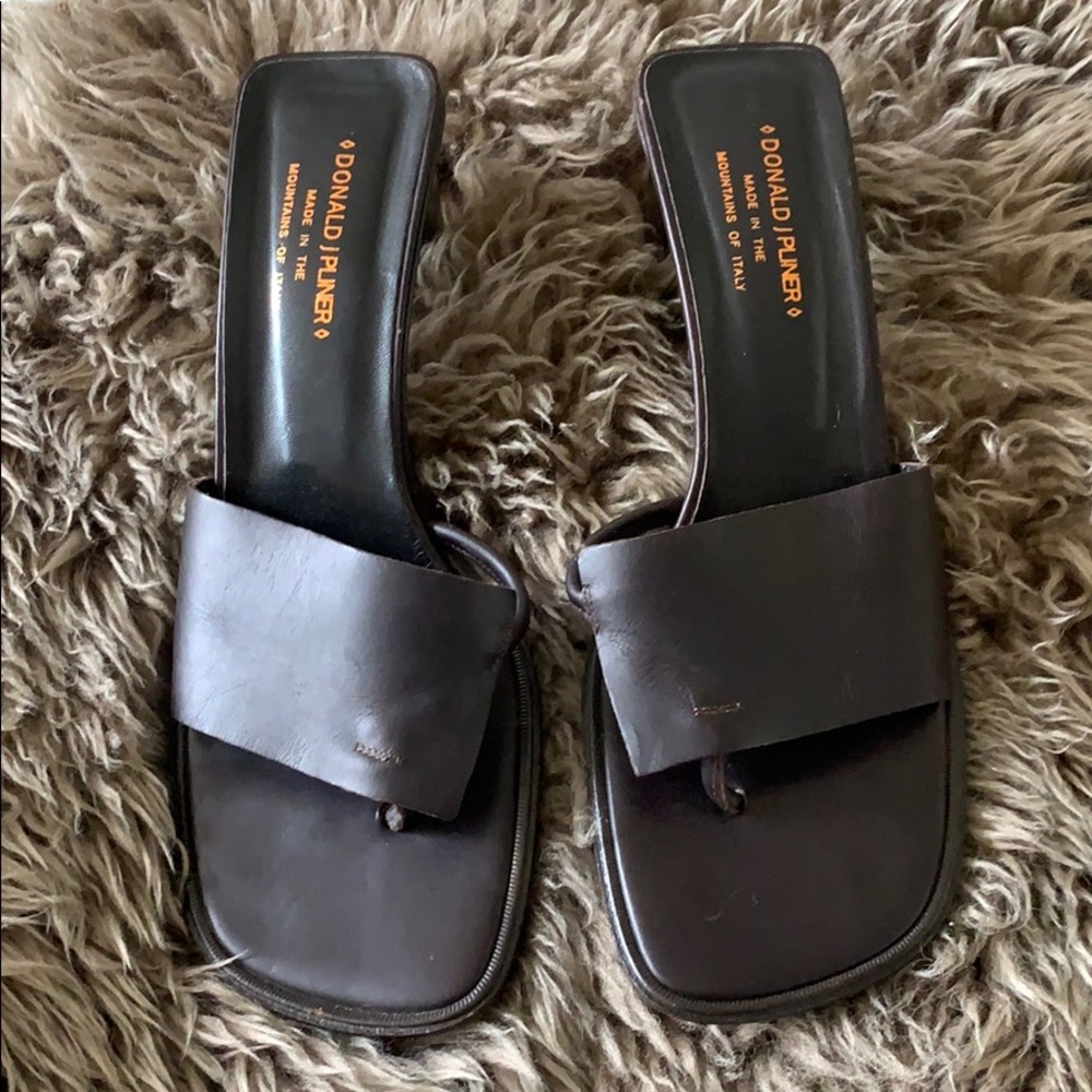 Brown leather heels